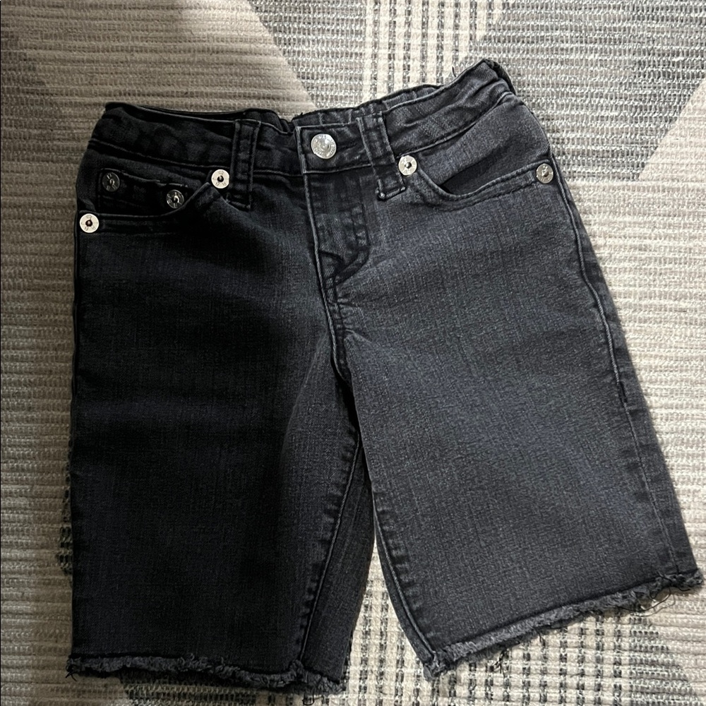 True Religion Black Denim Cut-Off Shorts